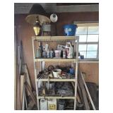 Shelves w/ Contents- Cleaners, Lamps, Tarps &