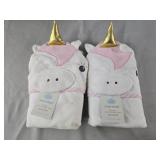 2 Unicorn Infant Hooded Towels