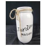 White 9" Jardin Mason jar vase shabby chic