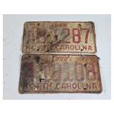 2 Vintage North Carolina Liscense Plates