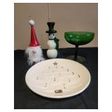 Wooden gnome and snowman vtg Christmas tree