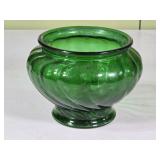 Vtg Napco Emerald Green Swirl Ribbed 4ï¿½" Vase