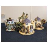 4 Teapot Cottage Fairy Houses Decor 5.5"Resin