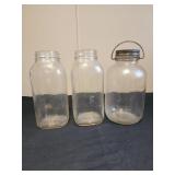 Vtg Glass jars  Bale Handle jar