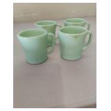 Vintage Fire-King jadeite coffee mugs. Set of 4