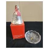 Silverplated Christmas bell, floral trinket dish