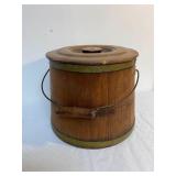 Antique Wooden Slat Bucket w/ Lid