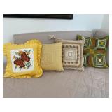 4 Vintage Embroidered Throw Pillows