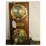 BRASS SEA SIDE BAROMETER & CLOCK