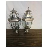 2  CHROME OUTDOOR LAMP POST LANTERNS