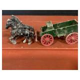 Vintage Toy Cast Horse drawn wagon