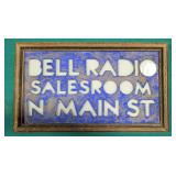 Blue Reverse Glass Bell Radio Advertising Sign