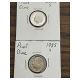 2 - ROOSEVELT PROOF DIMES, 1985S, 2003S