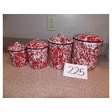 Red/White Enamelware canisters