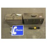 Dewalt Air Driver, (2) Tool Boxes & Phone Sign