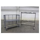 (1) Metal Cage Cart Approx 61"x30"x49",(1) Folding