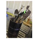 Assorted Garden Tools & 55 Gallon Barrel