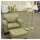 Chair, Ottoman & (2) Floor Lamps