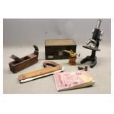 Microscope, Tools, Box  And Book