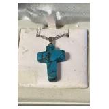 Blue Howlite Cross Necklace in Gift Box