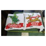 2 REVERSABLE LARGE HOLIDAYGRINCH PILOWS