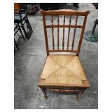 Antique Solid Wood Chair with Wicker Seat