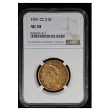 1891 CC $10 NGC AU50 Gold Coin CARSON CITY, wow