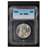 1951 50C ICG MS65 Franklin Half nice BU