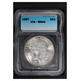 1887 $1 ICG MS65 Morgan Dollar BU