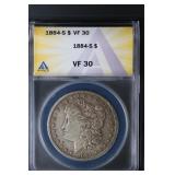 1884 S $1 ANACS VF30 Morgan Silver Dollar