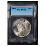 1922 $1 ICG MS65 Peace Dollar