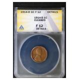 1914 D 1C ANACS F12 Lincoln Cent KEY DATE details