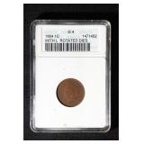 1864 L 1C ANACS G4 Indian Cent 180 Rotated Dies