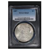 1887 $1 PCGS MS65 Morgan Dollar TONER Crescent