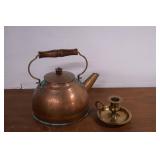 Revere Ware Copper Kettle & Brass Candle Holder