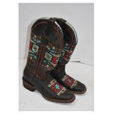 Southwestern Pattern Embroidered Western Boots Sz9
