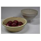 Vintage Stoneware & Enamelware Bowls. Apple Decor