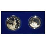1986S U.S. Liberty Two Coin Set - Silver Dollar &