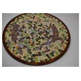 Mosaic Tile Pieces on Wood Round