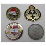 Four US Military Challenge Coins and Medallions