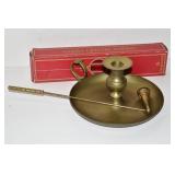 Brass Chamber 8" Candle Holder , Snuffer & Candles
