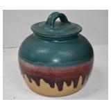 Drip Glaze Stoneware Pottery Lidded Jar