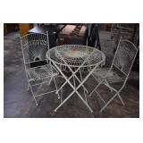 Green 3pc Folding Iron Patio Table and Chairs
