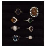 Eight Costume Jewelry Rings