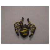 Sterling Spider - Yellow Enamel & Marcasite Brooch