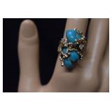 Panetta Sterling Turquoise Ring w/ Clear Stones