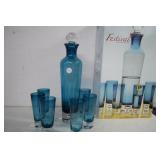 Mint In Box ,Block, Blue Crystal Decanter Set