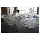 Glass Domed Cake Plate and Punch Bowl