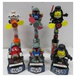 Six m&m Star Wars Character Candy Dispensers