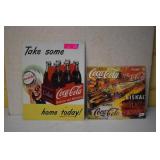 Coca Cola Metal Sign & Calendar